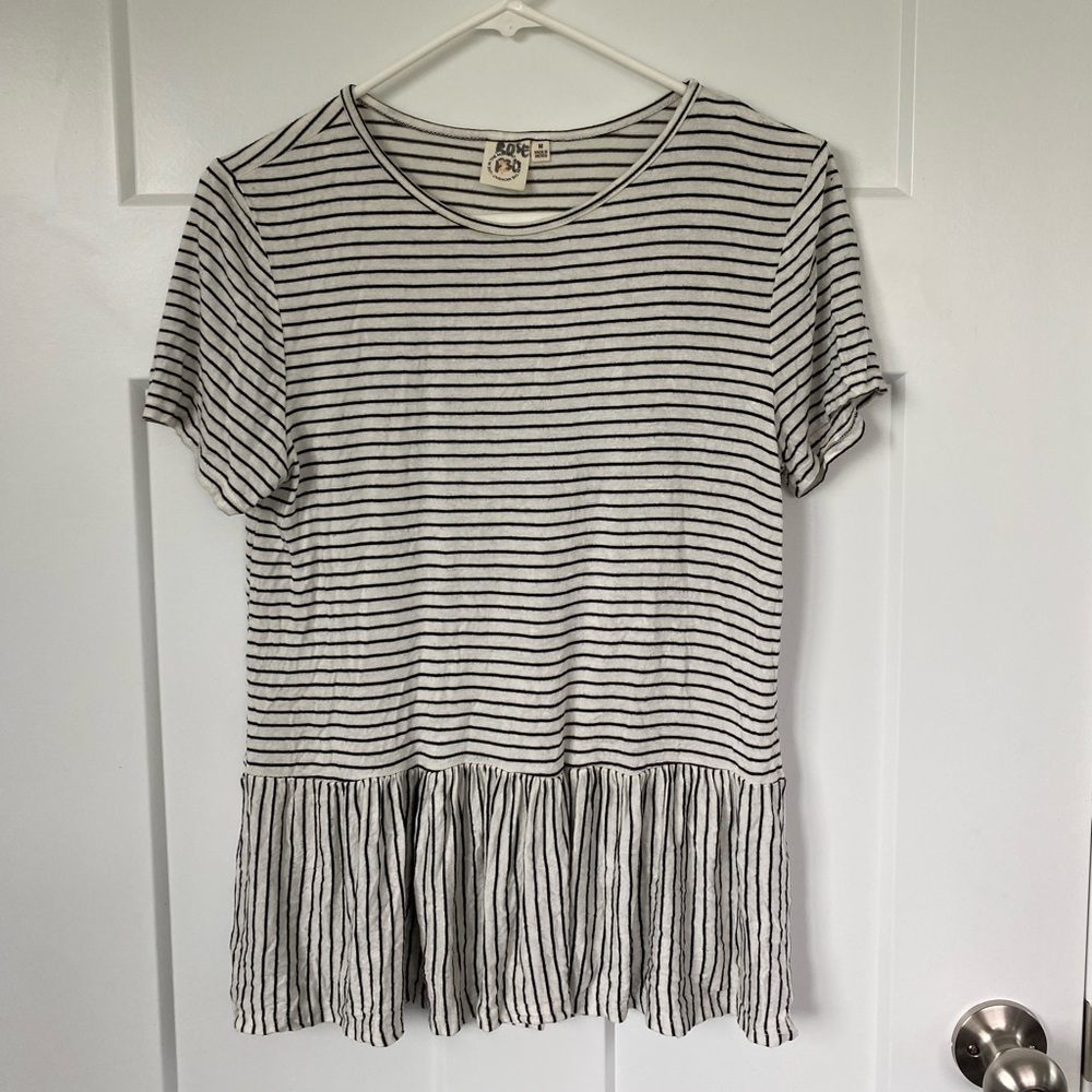 Bose Black and White Striped Top